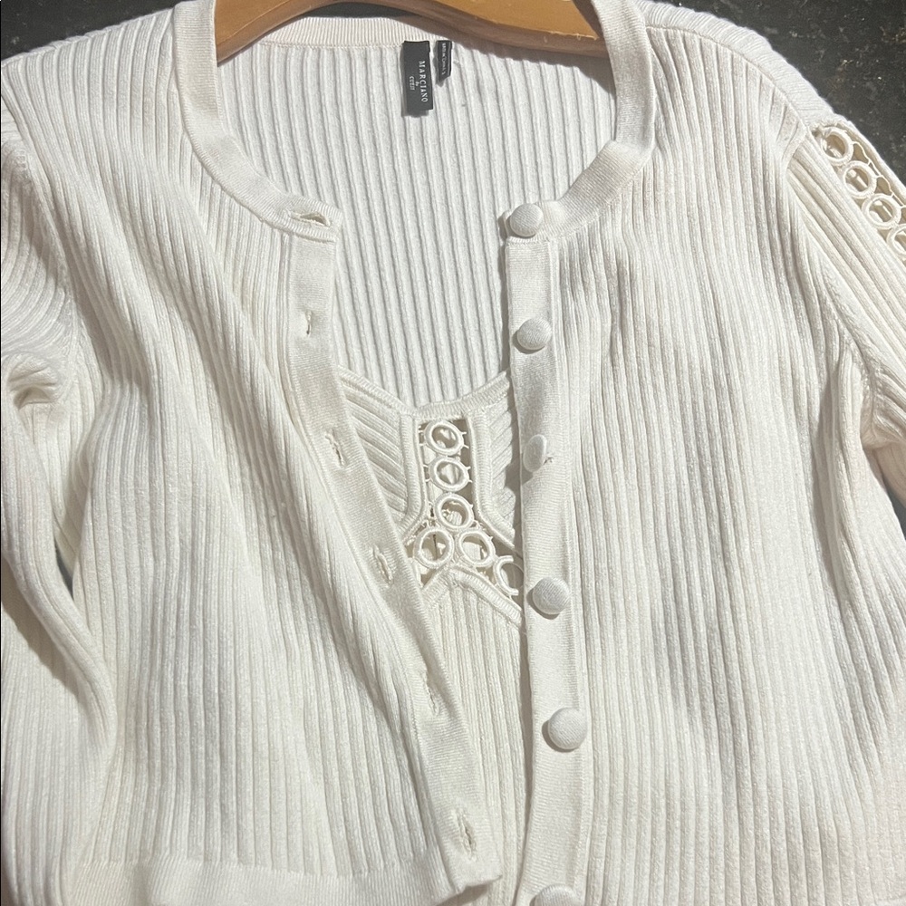 Marciano Cream Button-Up Cardigan